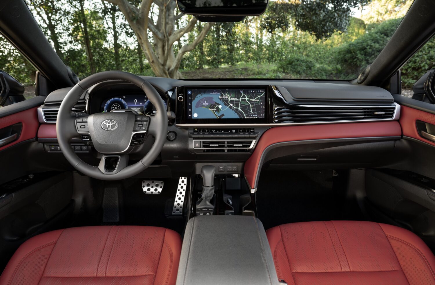 2026 Toyota Camry Hybrid XSE interior with red leather